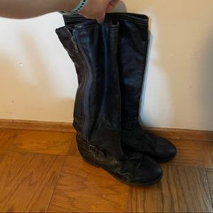 Madden girl black boots with blue zipper